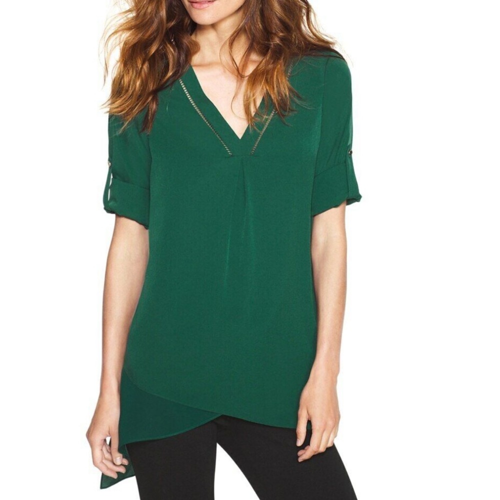 Elegant White House Black Market WHBM Green Blouse